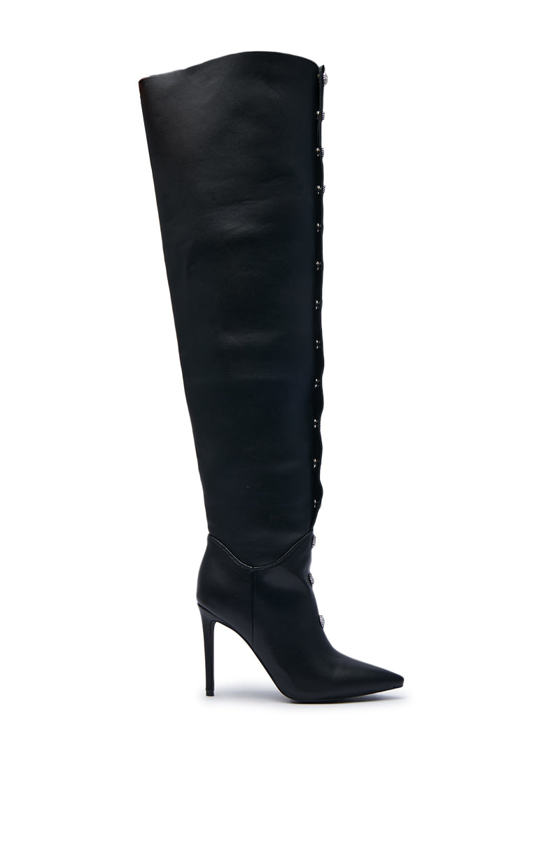 AZALEA WANG ALETTA BLACK EMBELLISHED STILETTO BOOT