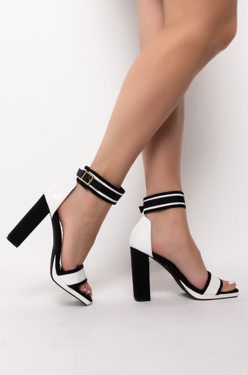 AZALEA WANG NEVER BEEN EASIER CHUNKY SANDAL IN BLACK WHITE