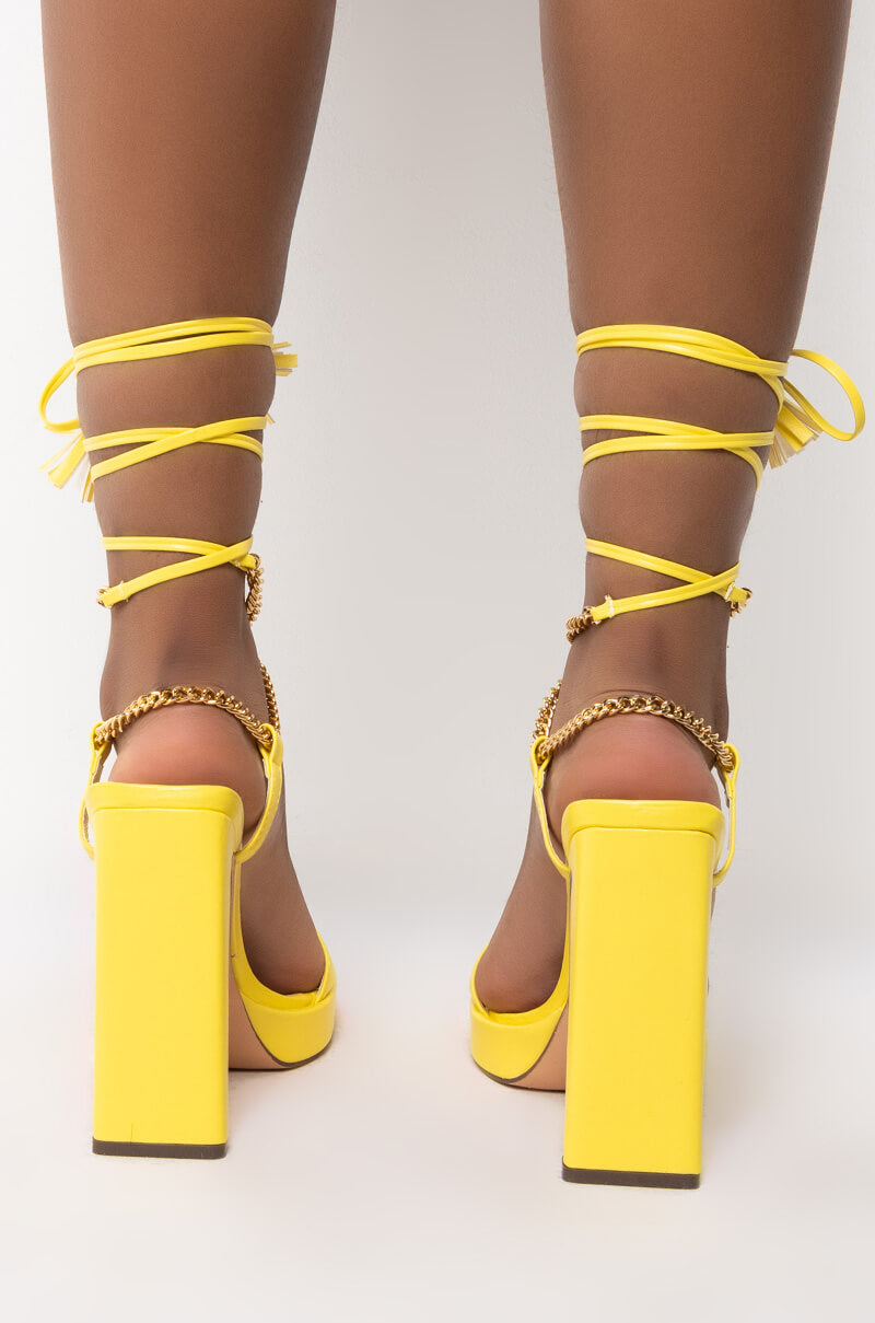 AZALEA WANG NEVER BEEN BETTER CHUNKY SANDAL IN YELLOW