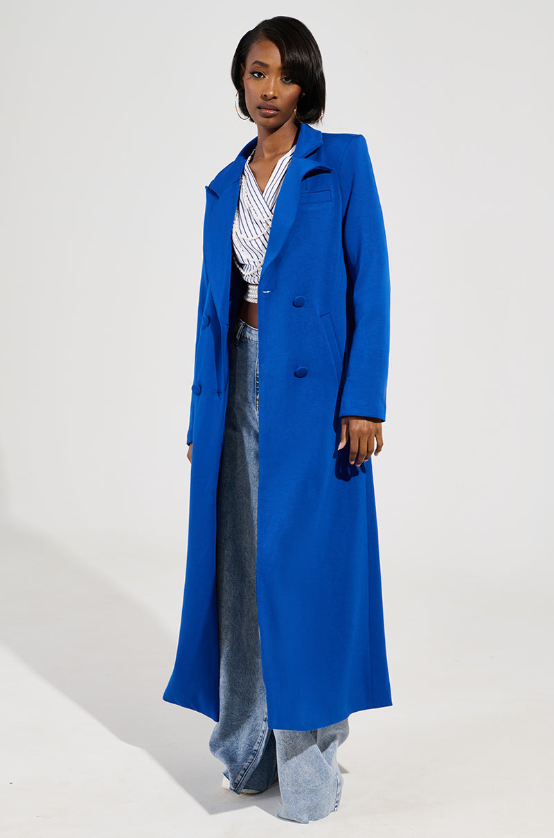 COCOA BUTTER SCUBA TRENCH IN BLUE