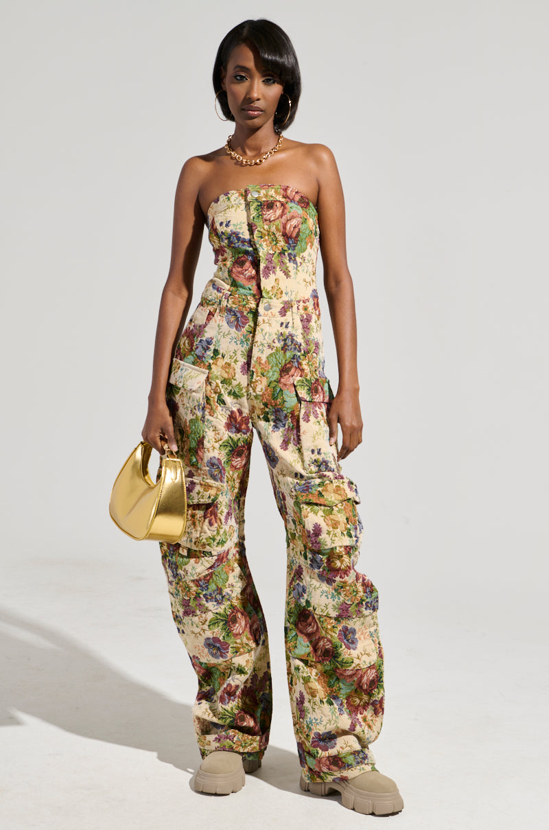 IN HER ELEMENT FLORAL WOVEN JUMPSUIT