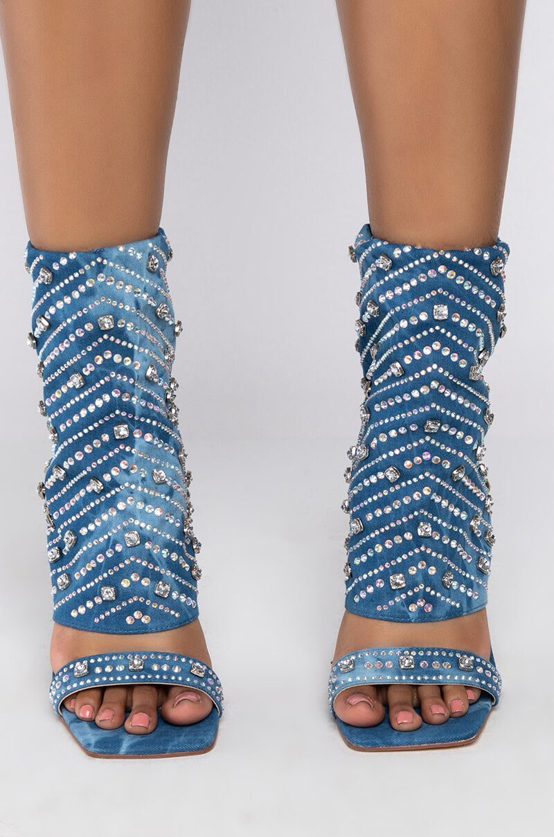 AZALEA WANG SAY IT LIKE YOU MEAN IT STILETTO SANDAL IN DENIM