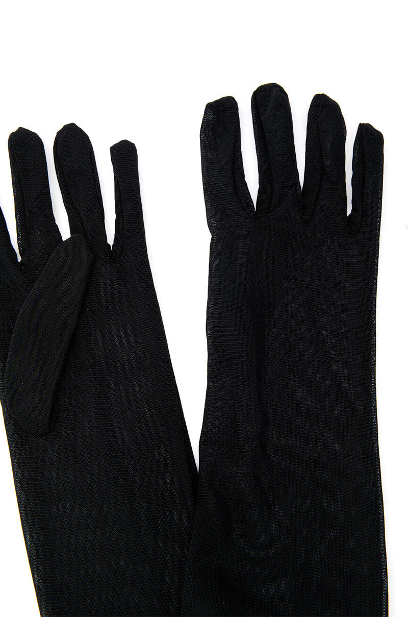 MESH LONG EVENING GLOVE IN BLACK