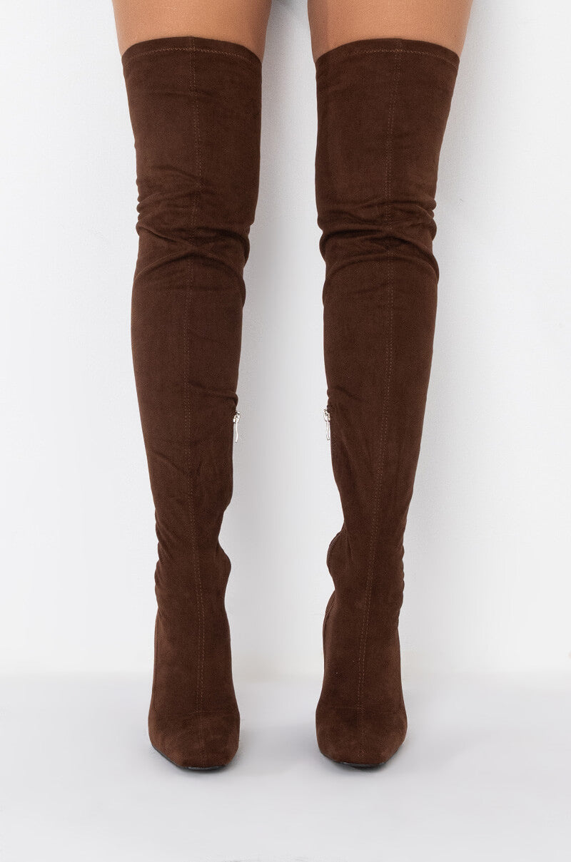 AZALEA WANG FRIDAY NIGHT STILETTO BOOT IN BROWN