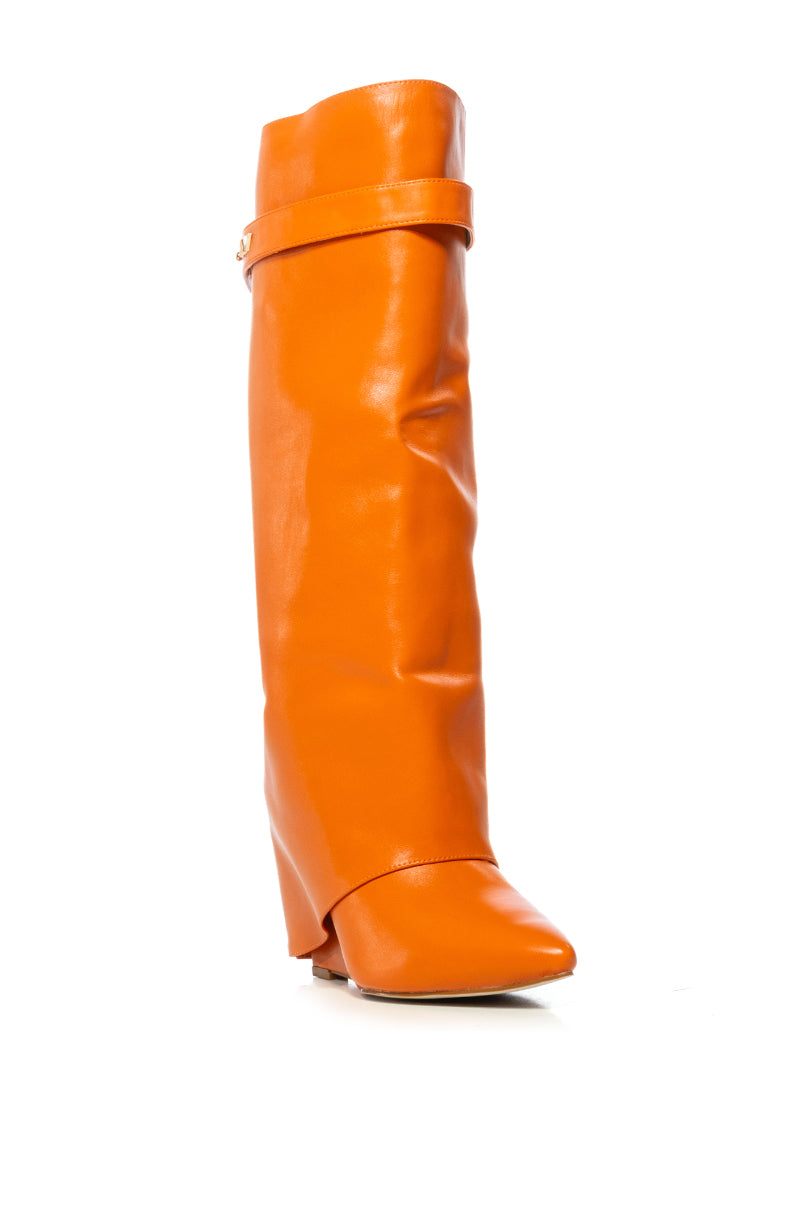 AZALEA WANG STUCK ON YOU WEDGE BOOT IN ORANGE