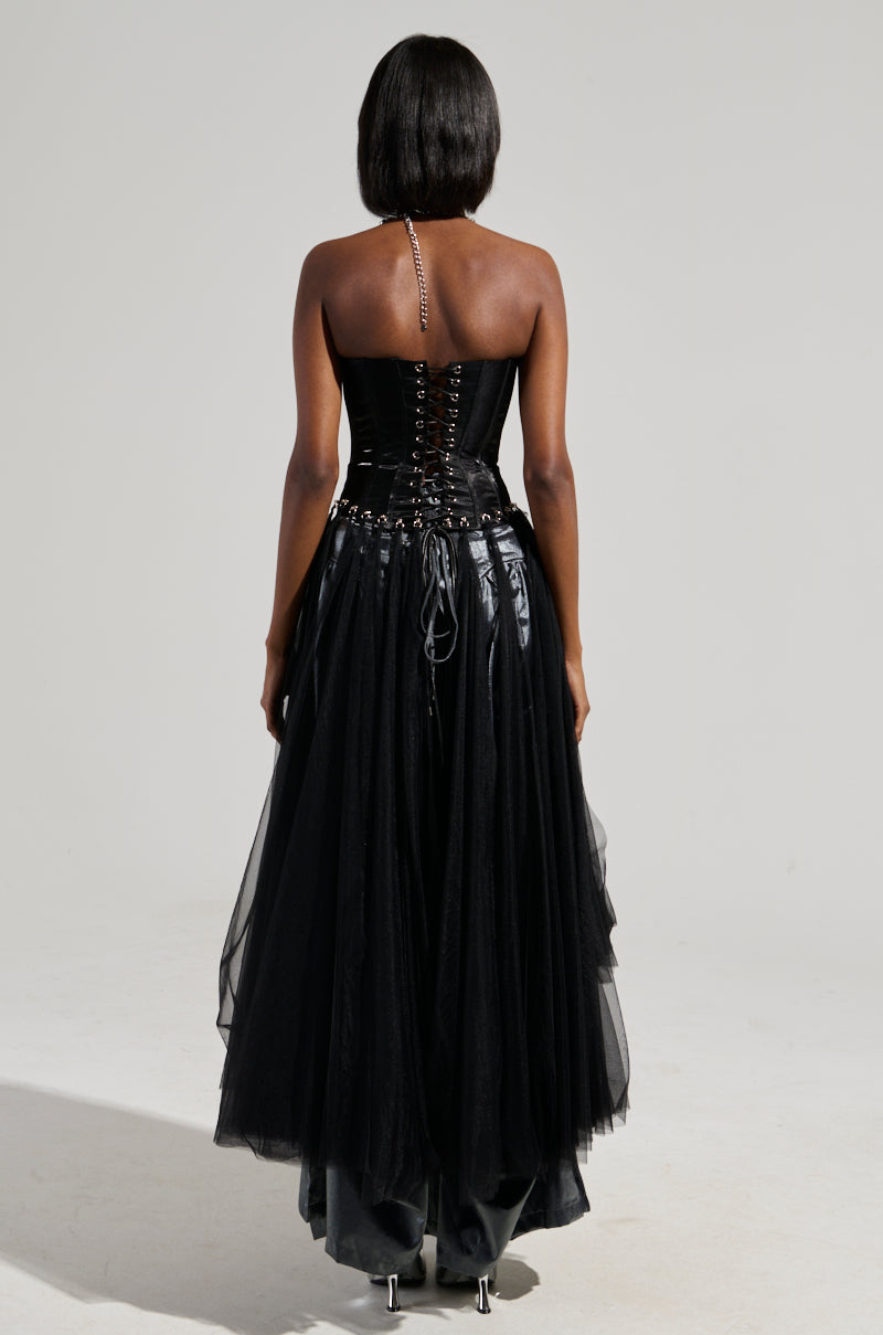 MARRIED TO THE GAME CORSET TOP IN BLACK