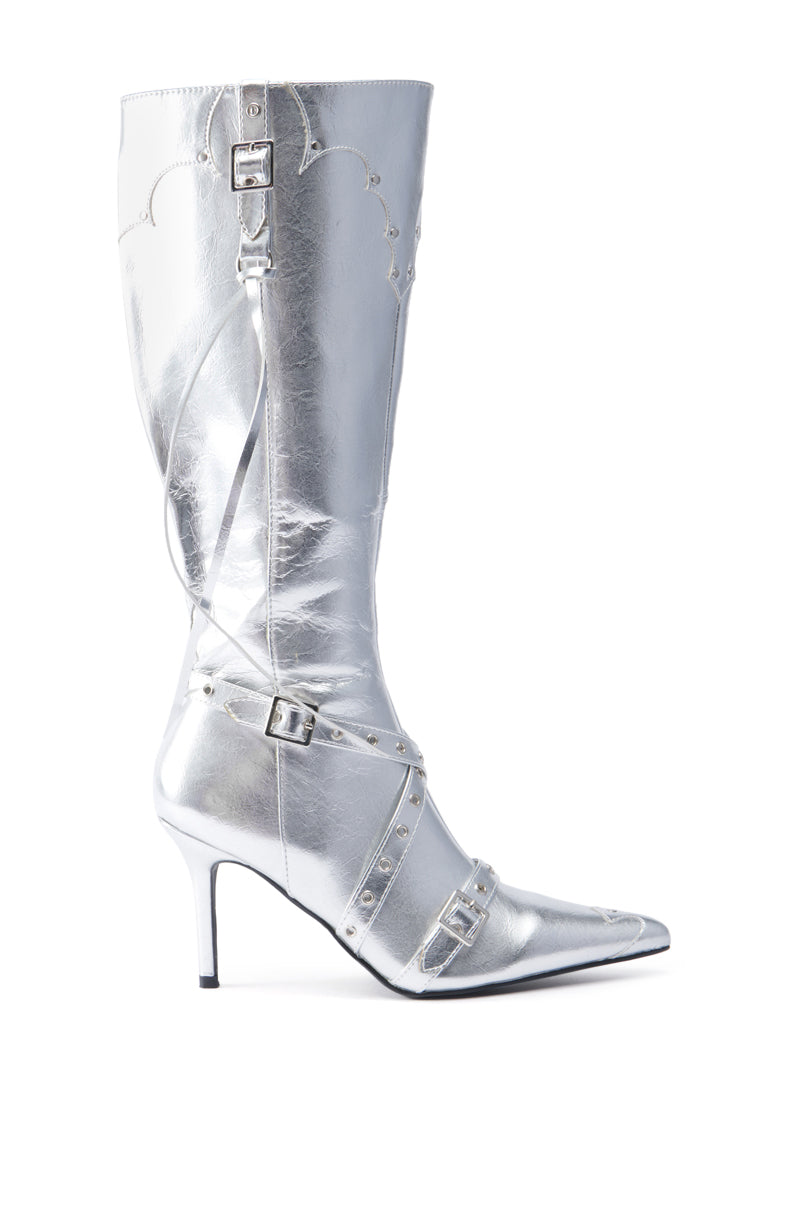 GUNNER SILVER STILETTO BOOT