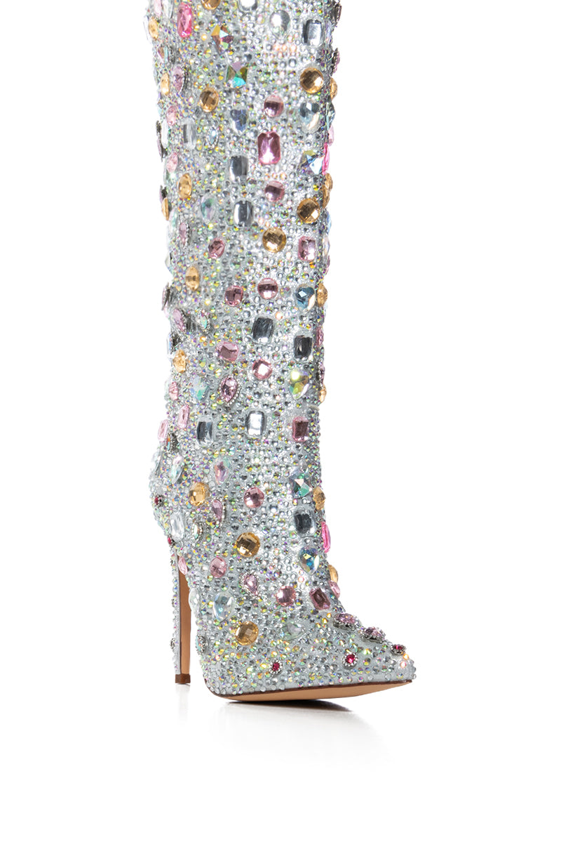 AZALEA WANG LAMARCA RHINESTONE COVERED BOOT IN PINK