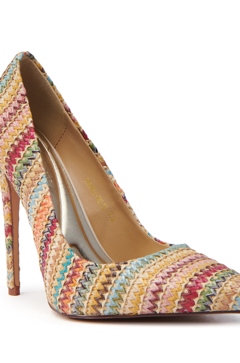 AZALEA WANG CORDULA MULTI RAFFIA STILETTO PUMP