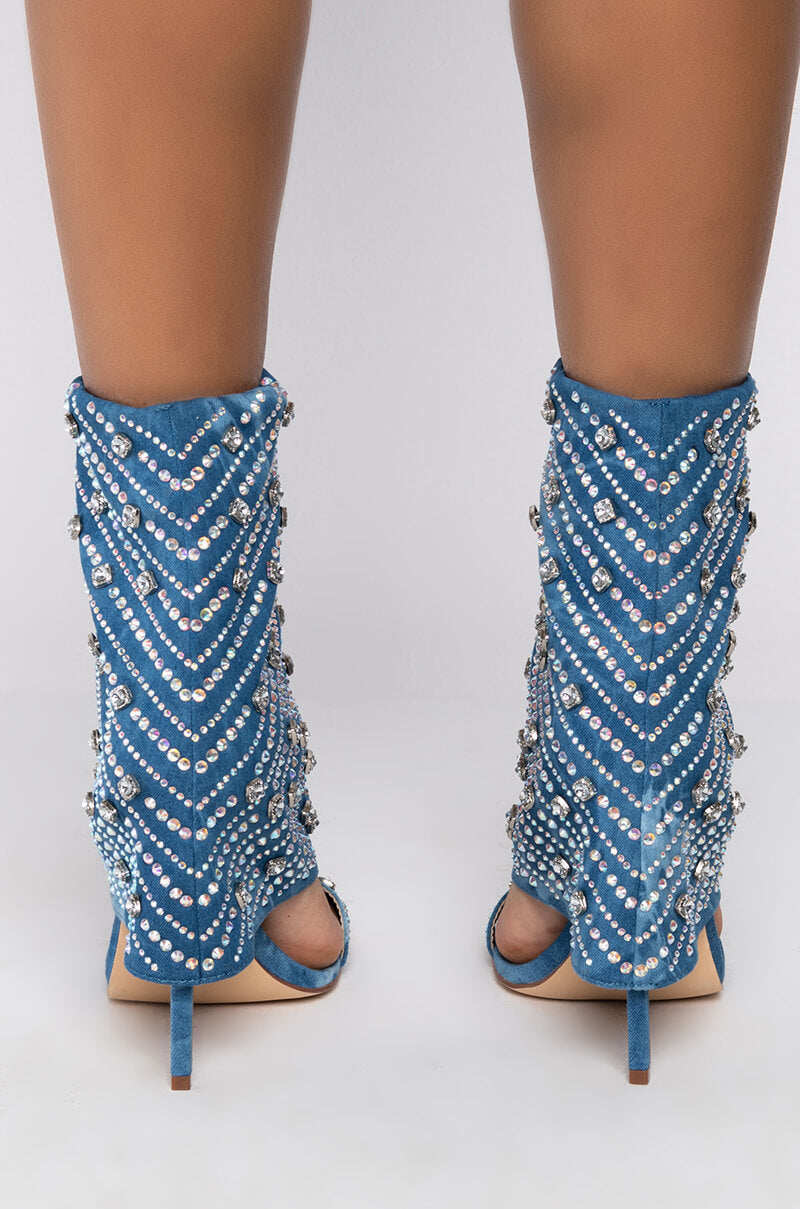 AZALEA WANG SAY IT LIKE YOU MEAN IT STILETTO SANDAL IN DENIM
