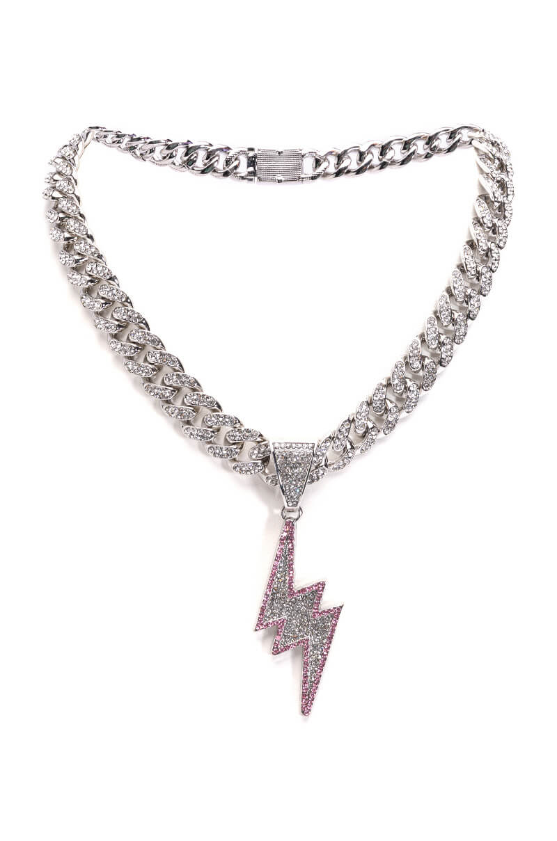 ELECTRIC SHOCK EMBELLISHED CHAIN NECKLACE