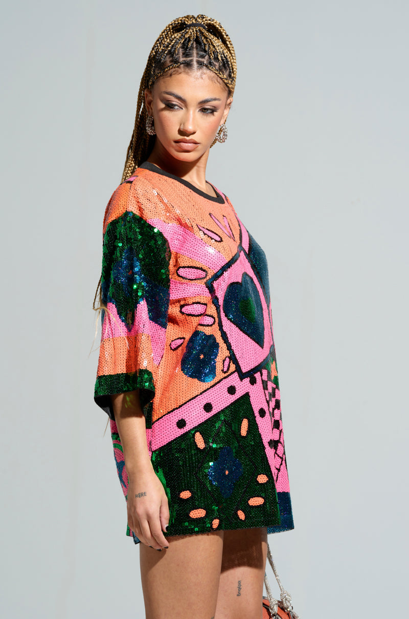 HOUSE OF HEARTS SEQUIN TSHIRT DRESS