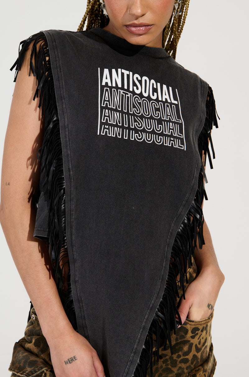 ANTISOCIAL FRINGE DETAIL TSHIRT