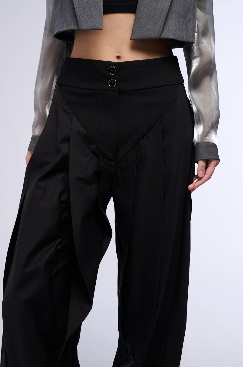 AMBER WIDE LEG PLEATED TROUSER PANT