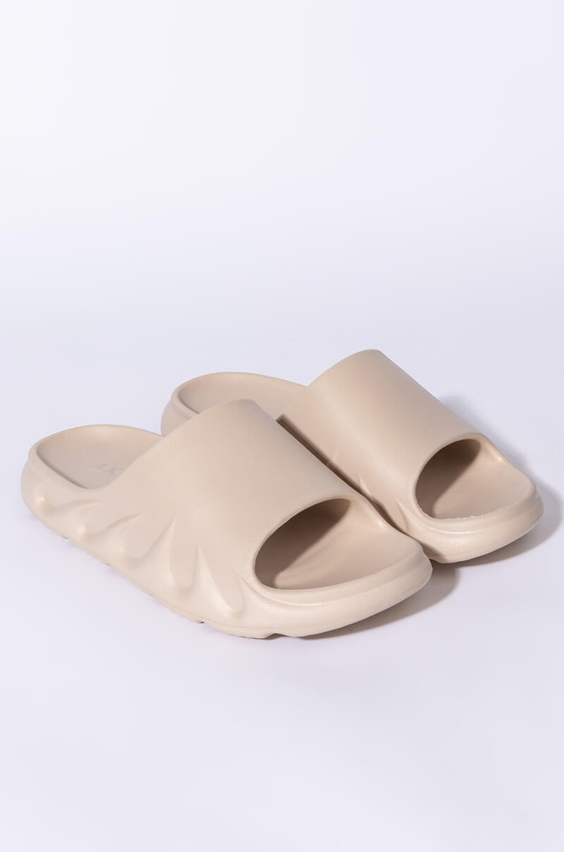 ONLY IN MY DREAMS FLAT SANDAL IN TAUPE