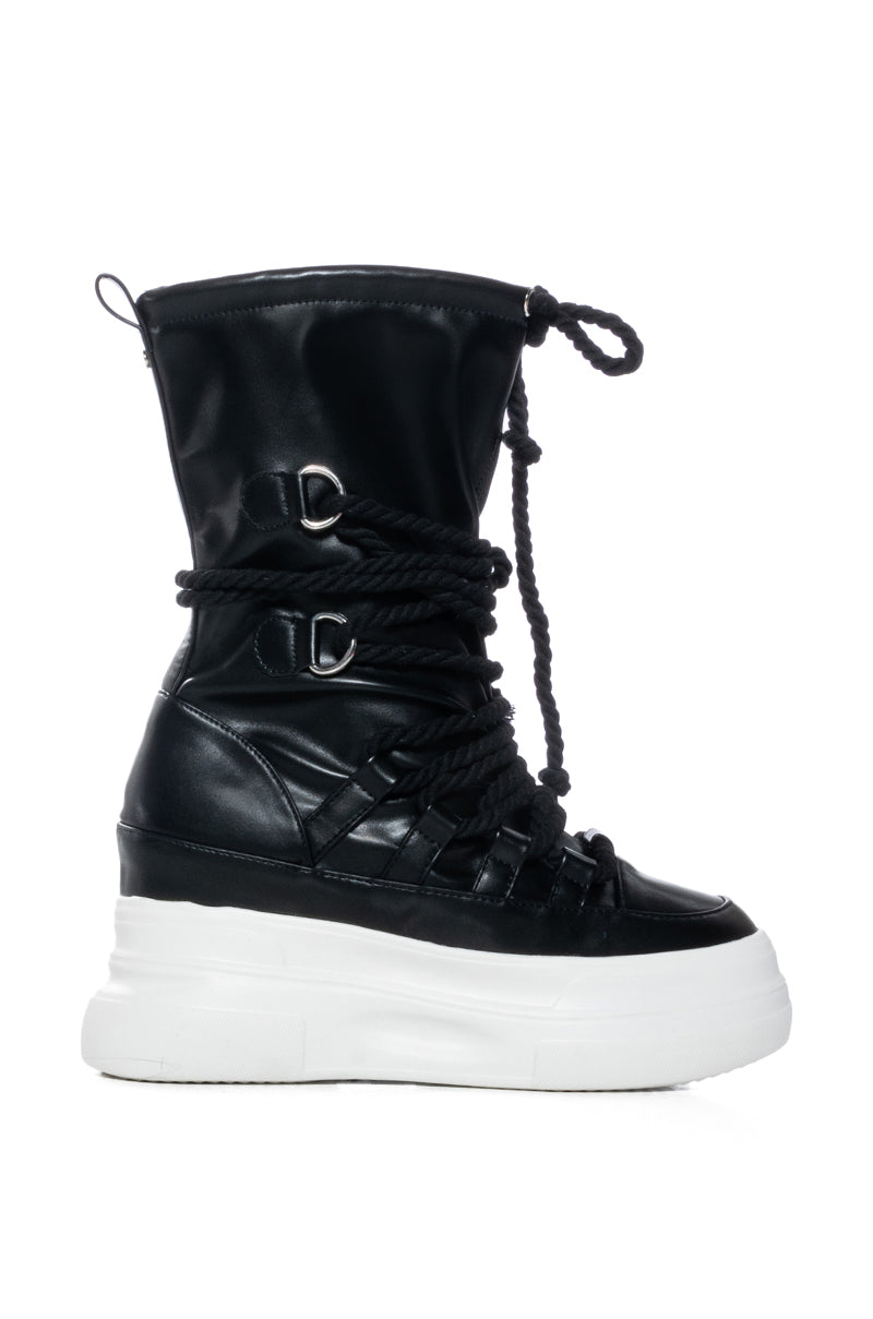 AZALEA WANG RANDOLPH LACE UP HIGH TOP SNEAKER IN BLACK