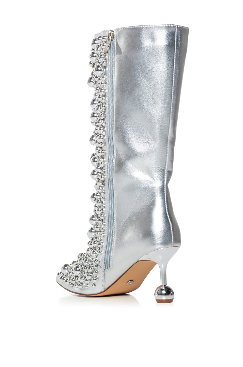 AZALEA WANG SELKIE SILVER BALL DETAIL BOOTIE