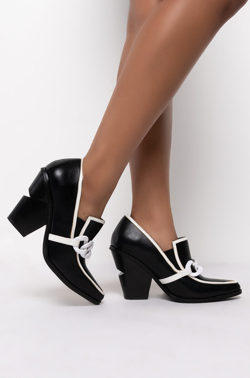 AZALEA WANG WORK HARD PLAY HARD CHUNKY BOOTIE IN BLACK WHITE