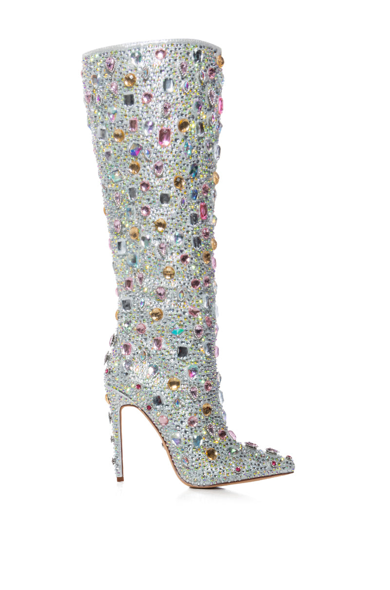 AZALEA WANG LAMARCA RHINESTONE COVERED BOOT IN PINK