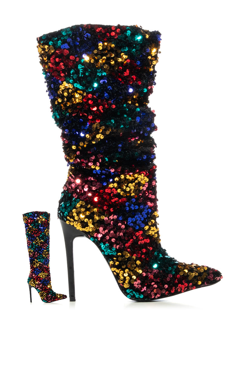 AZALEA WANG JIMENA MULTI SEQUIN STILETTO BOOT