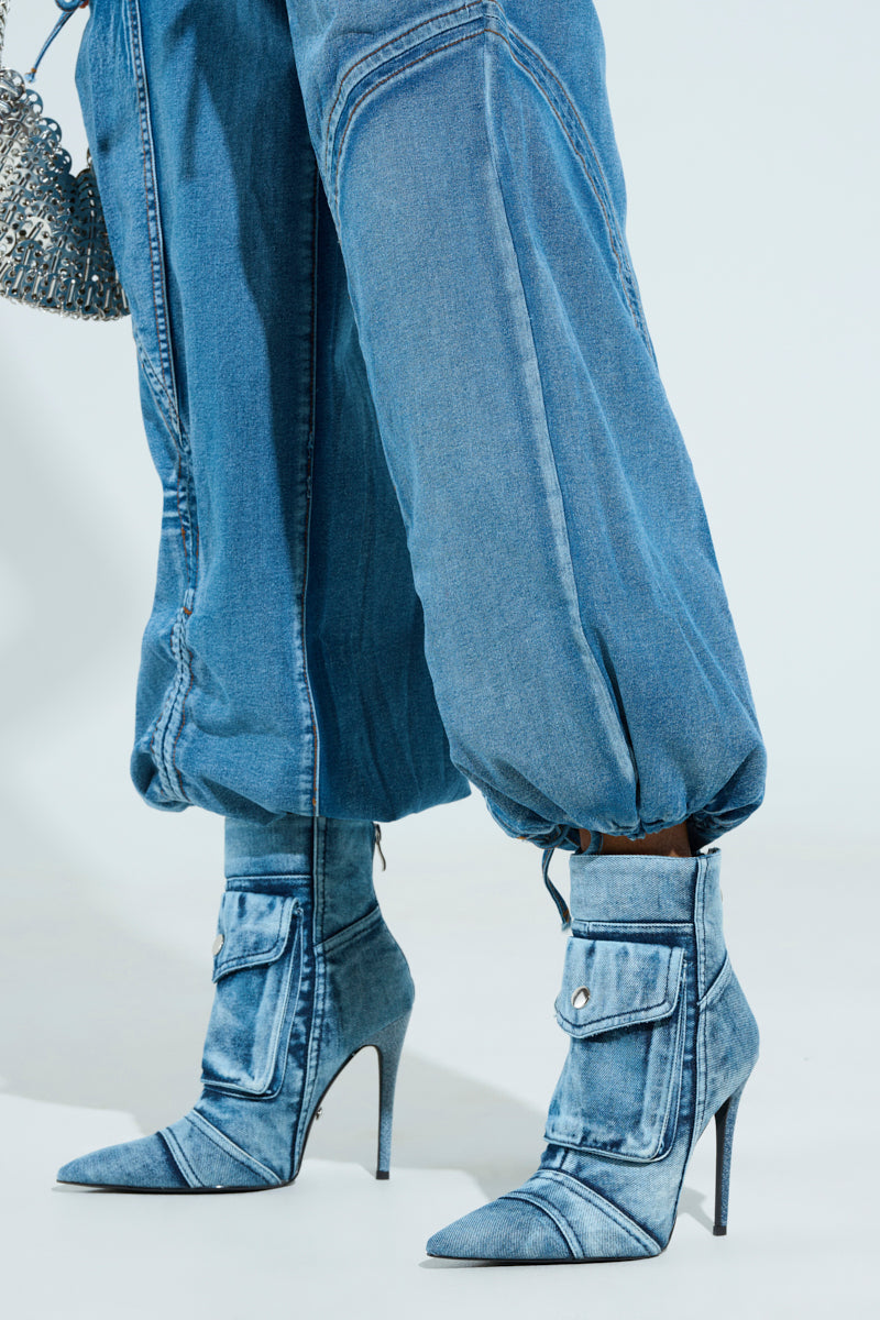 AZALEA WANG MYNAH DENIM STILETTO BOOTIE