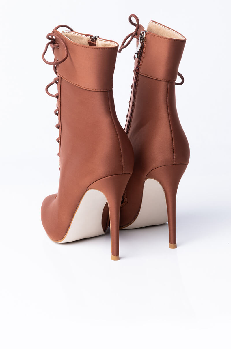 AZALEA WANG LIGHT ME UP STILETTO BOOTIE IN RUST