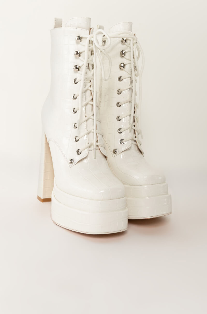 AZALEA WANG BREAK IT TO ME CHUNKY BOOTIE IN WHITE