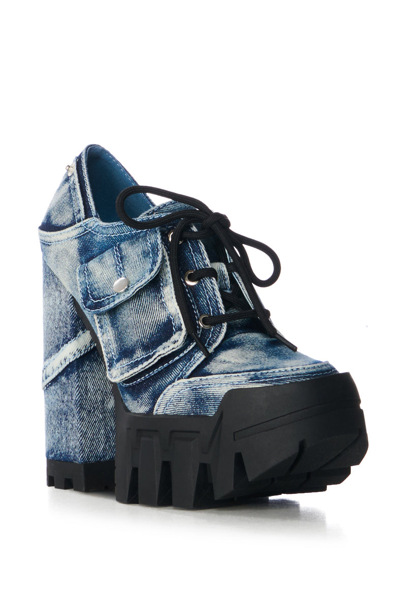 AZALEA WANG GALIDO DENIM CHUNKY PUMP