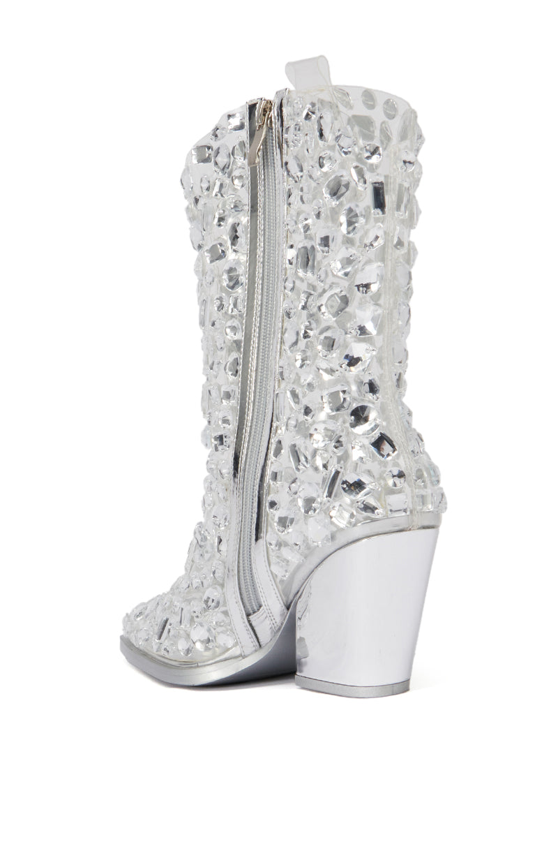 AZALEA WANG GEMMY PVC EMBELLISHED WESTERN BOOTIE