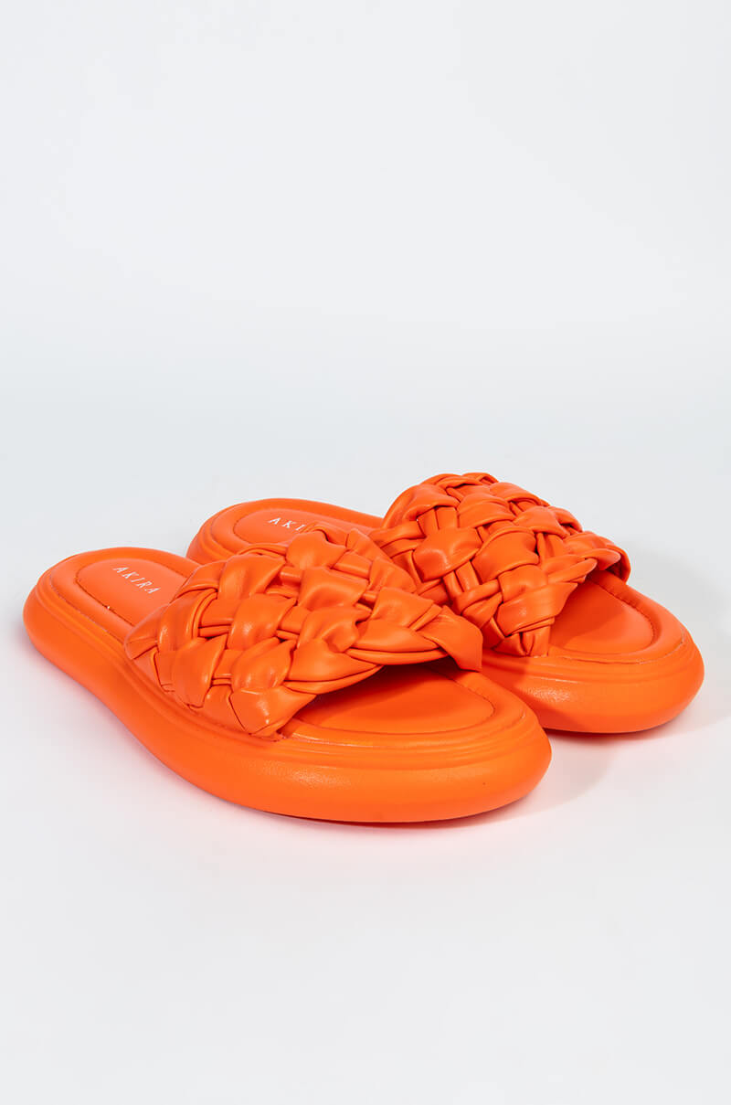 AZALEA WANG LETS LOSE IT ALL FLAT SANDAL IN ORANGE