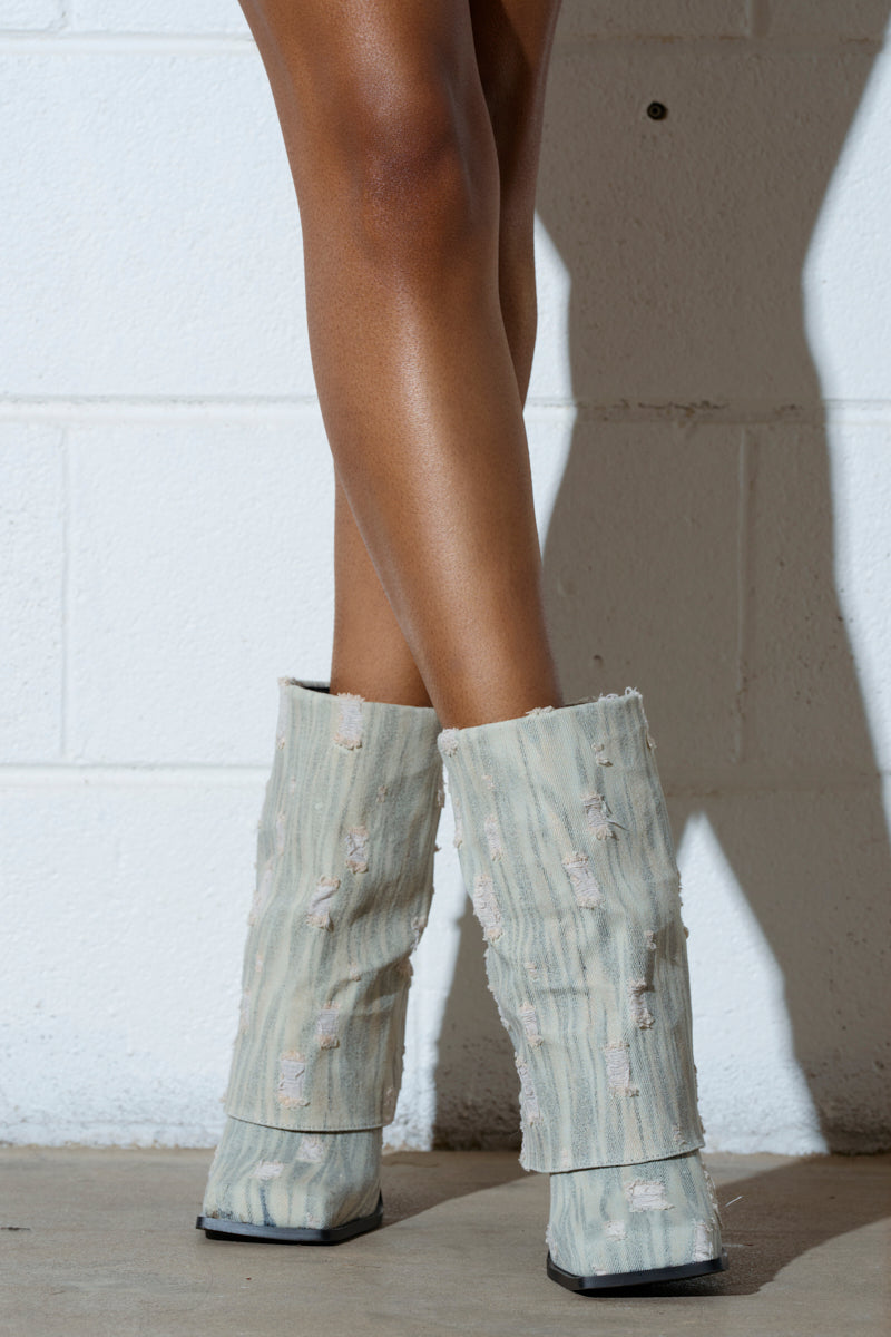 AZALEA WANG ANNECY GREY WASHED BOOTIE