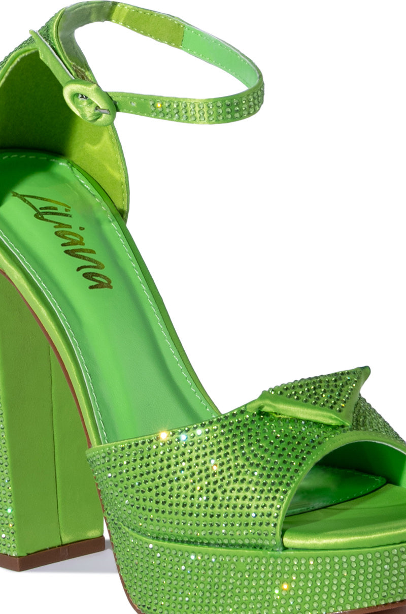 YUKO EMBELLISHED CHUNKY SANDAL IN GREEN