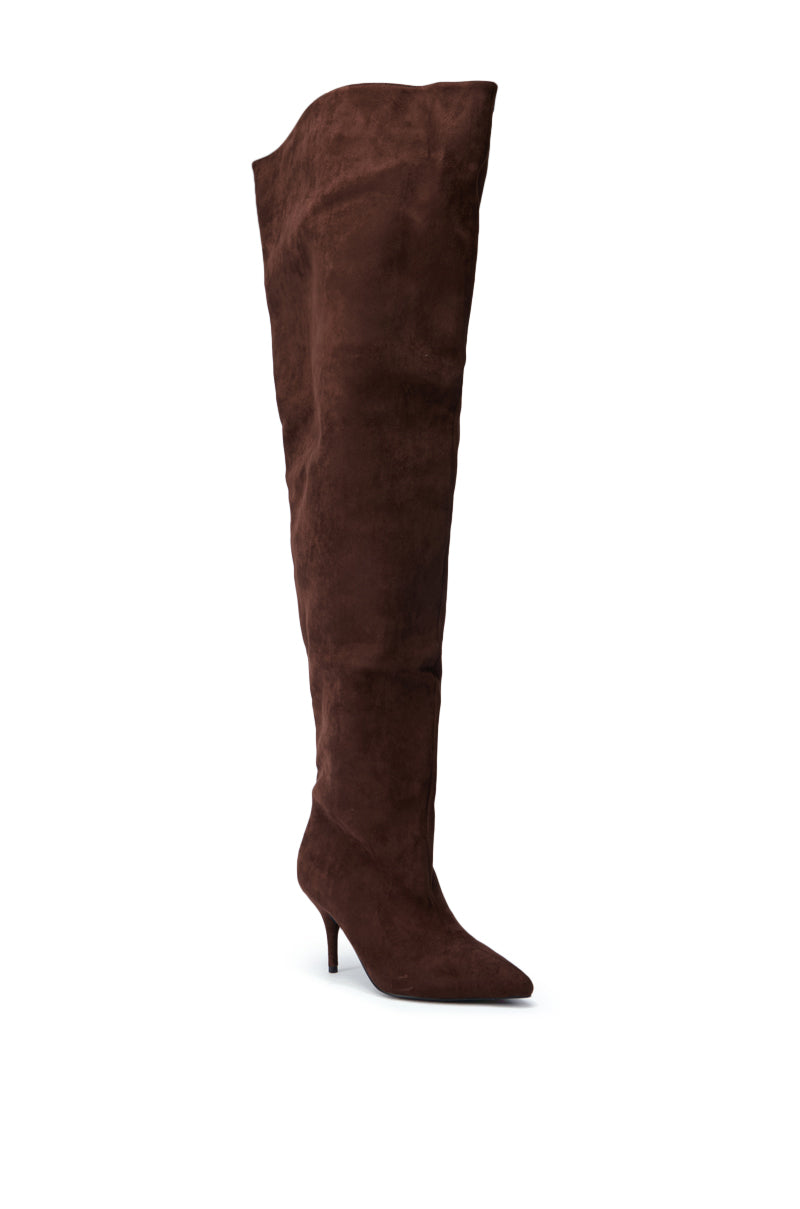 AZALEA WANG HALINA BROWN FAUX SUEDE STILETTO BOOT