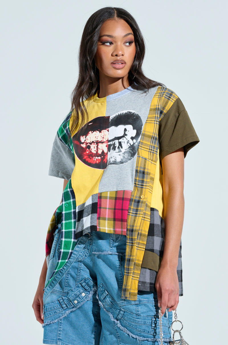 REBUILT OVERSIZED FLANNEL T-SHIRT