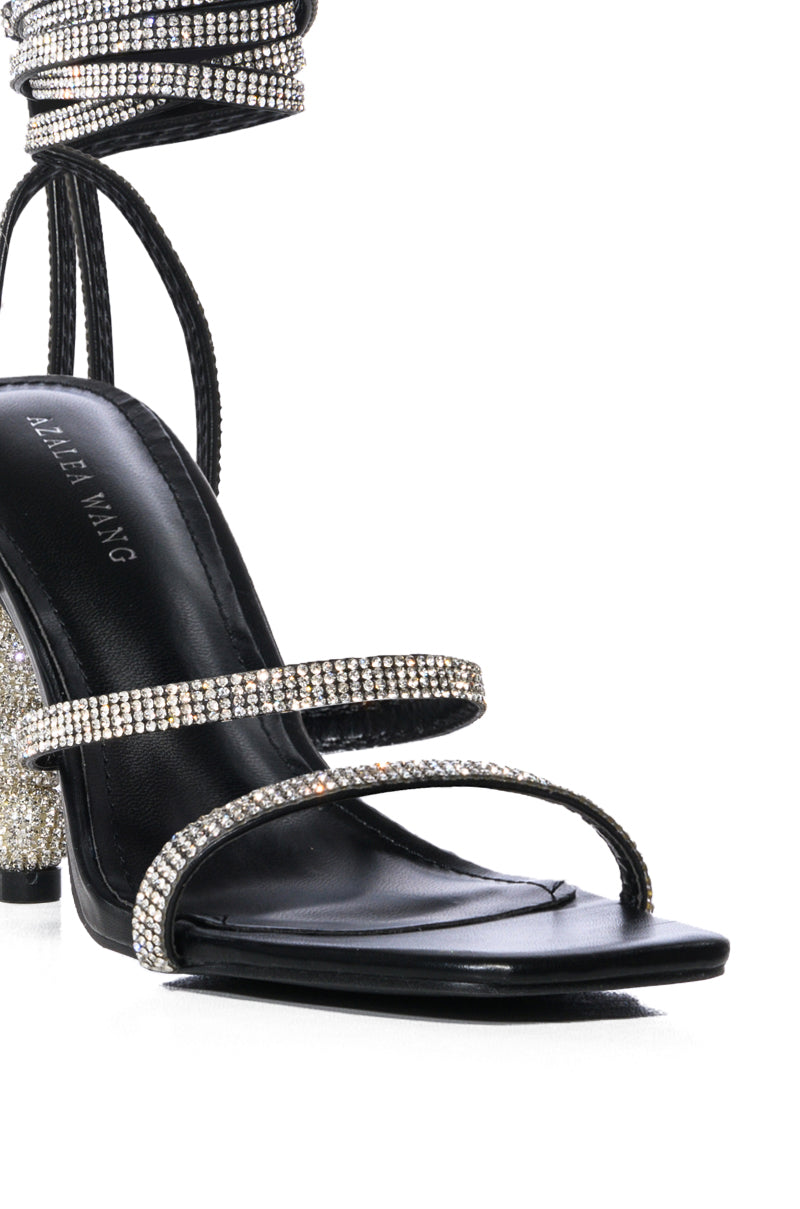 AZALEA WANG LIVANA BLACK RHINESTONE HEEL