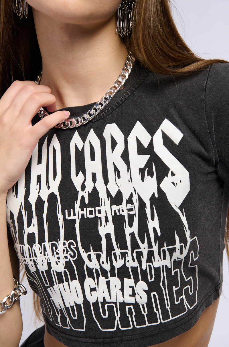 WHO CARES CROP TEE