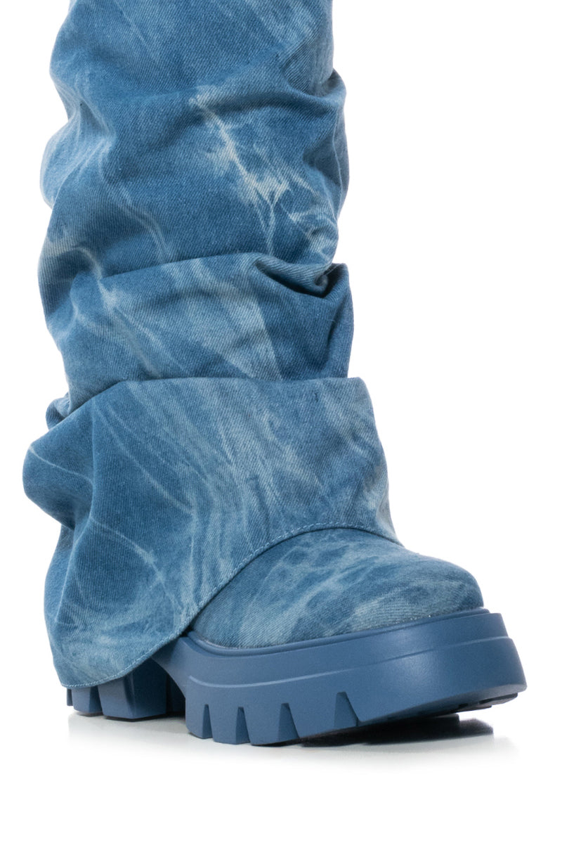 AZALEA WANG MATE MID CALF BOOT IN DENIM