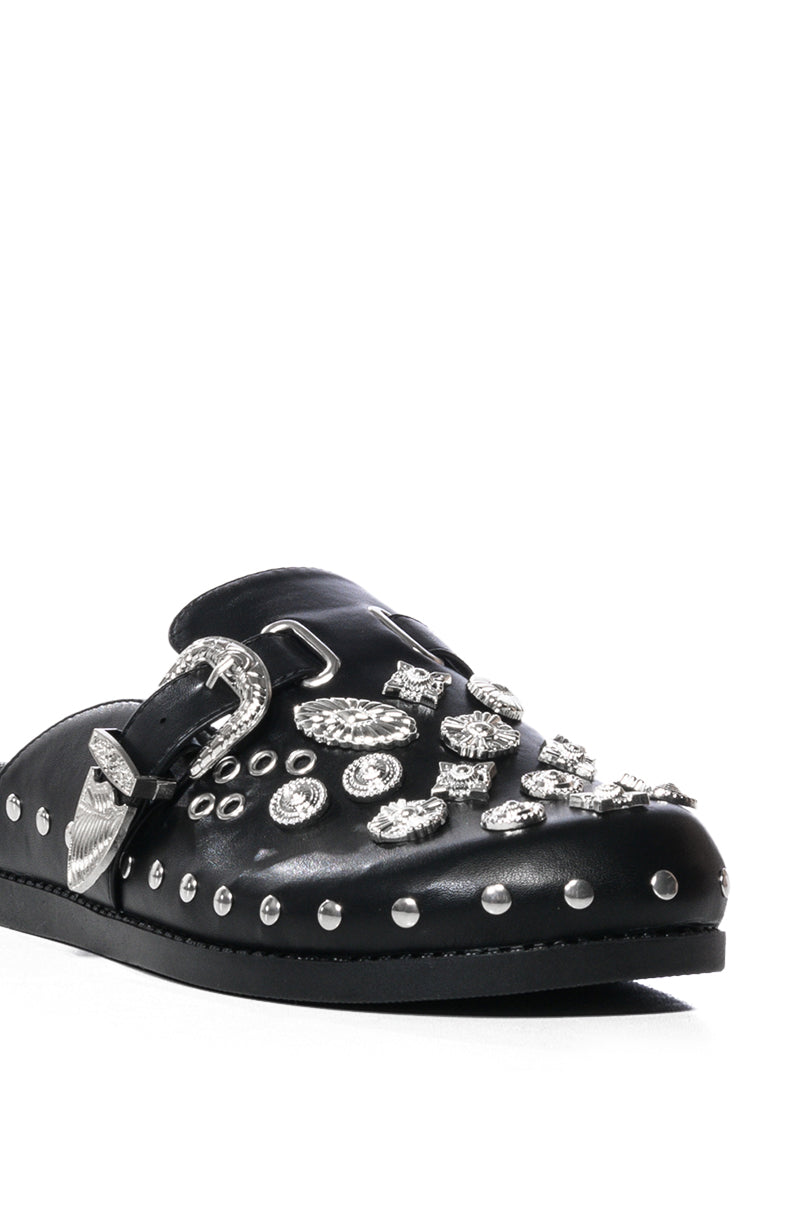 AZALEA WANG MOHSIN BLACK EMBELLISHED CLOG