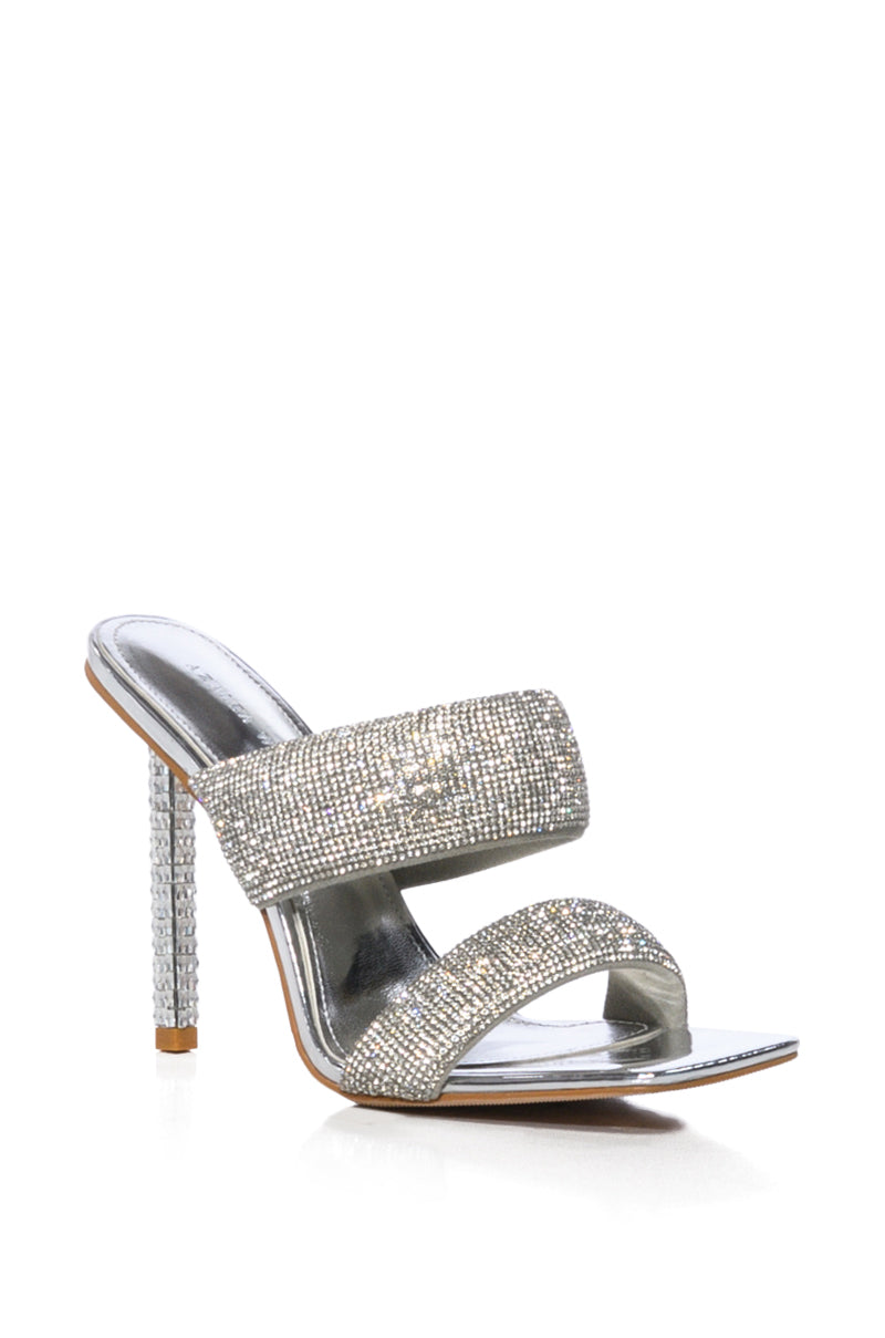 AZALEA WANG TONYA EMBELLISHED STILETTO SANDAL IN SILVER