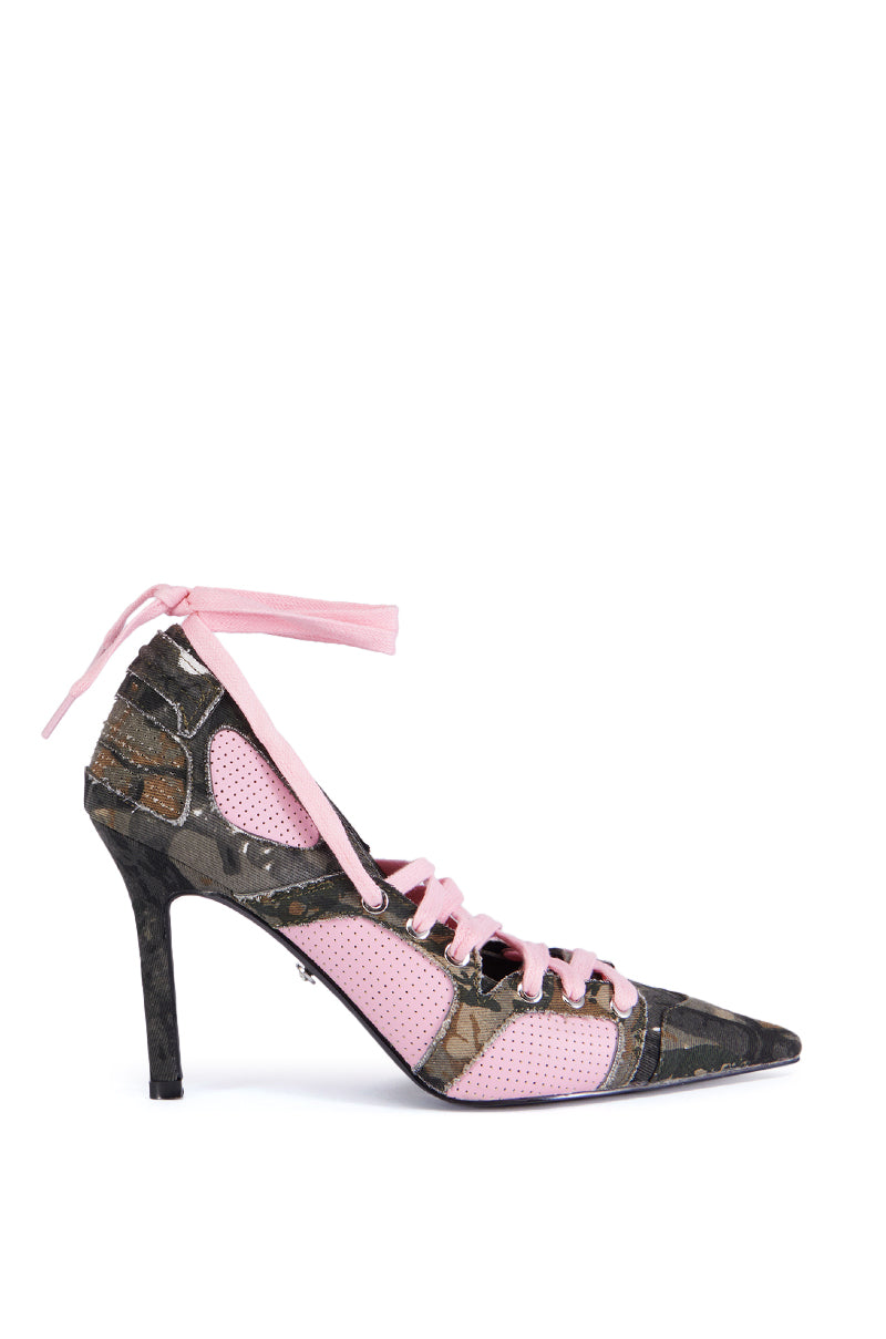 AZALEA WANG FIRST STRING CAMO SPORTY LACE PUMP