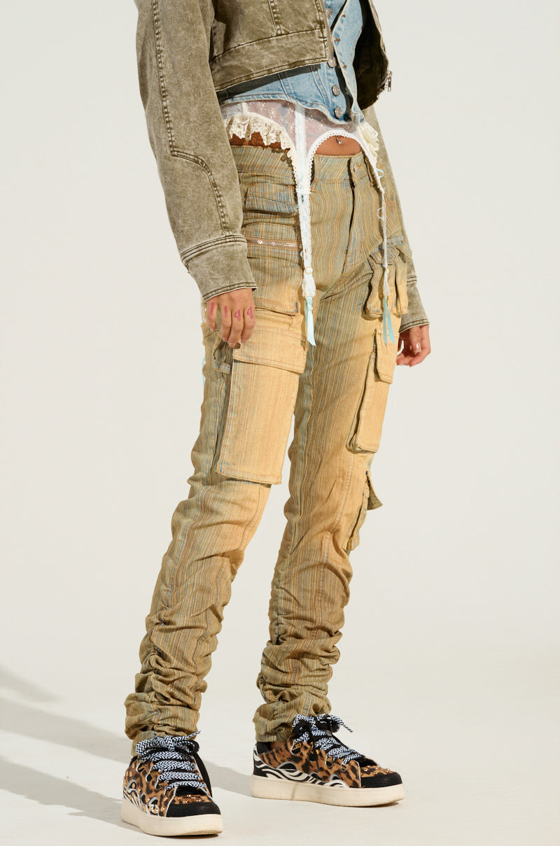 NATALIE OMBRE EFFECT SKINNY CARGO PANT