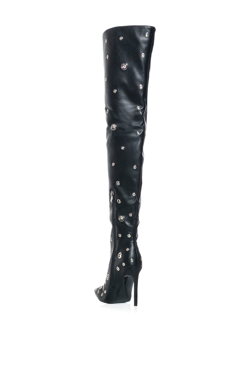 AZALEA WANG EIRENE BLACK EMBELLISHED BOOT