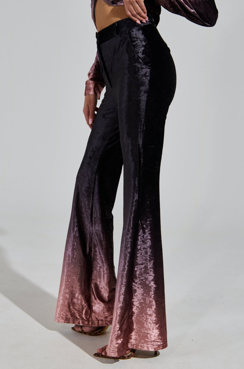 NEVER SWITCH UP OMBRE FLARE LEG PANT IN BLACK