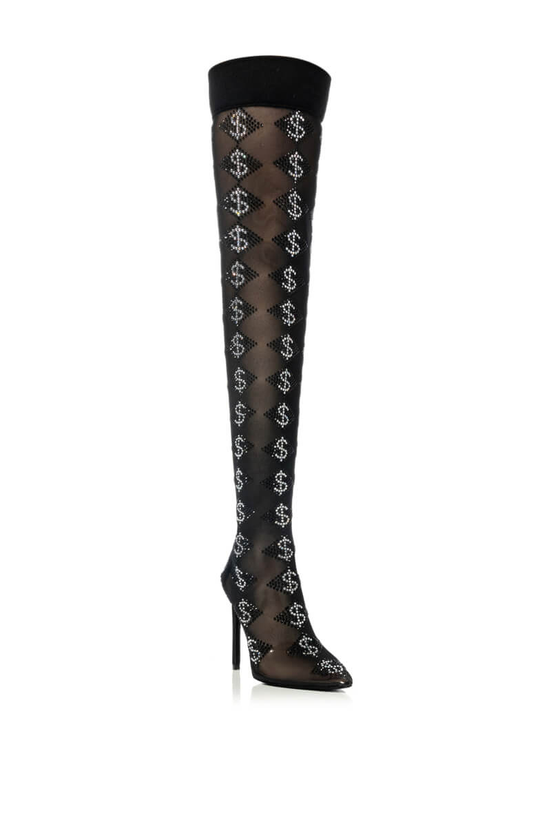 AZALEA WANG BLING BLING STILETTO BOOT IN BLACK