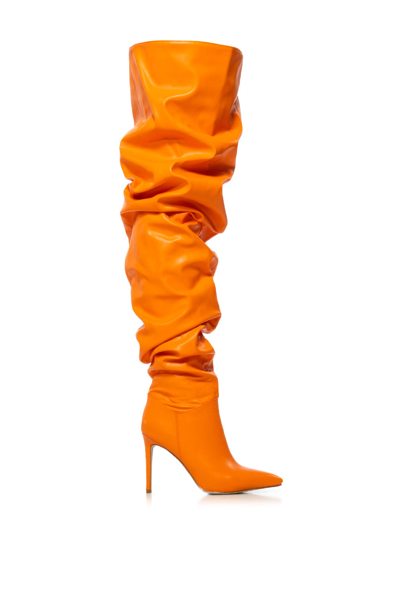 AZALEA WANG TORVI ORANGE RUCHED BOOT