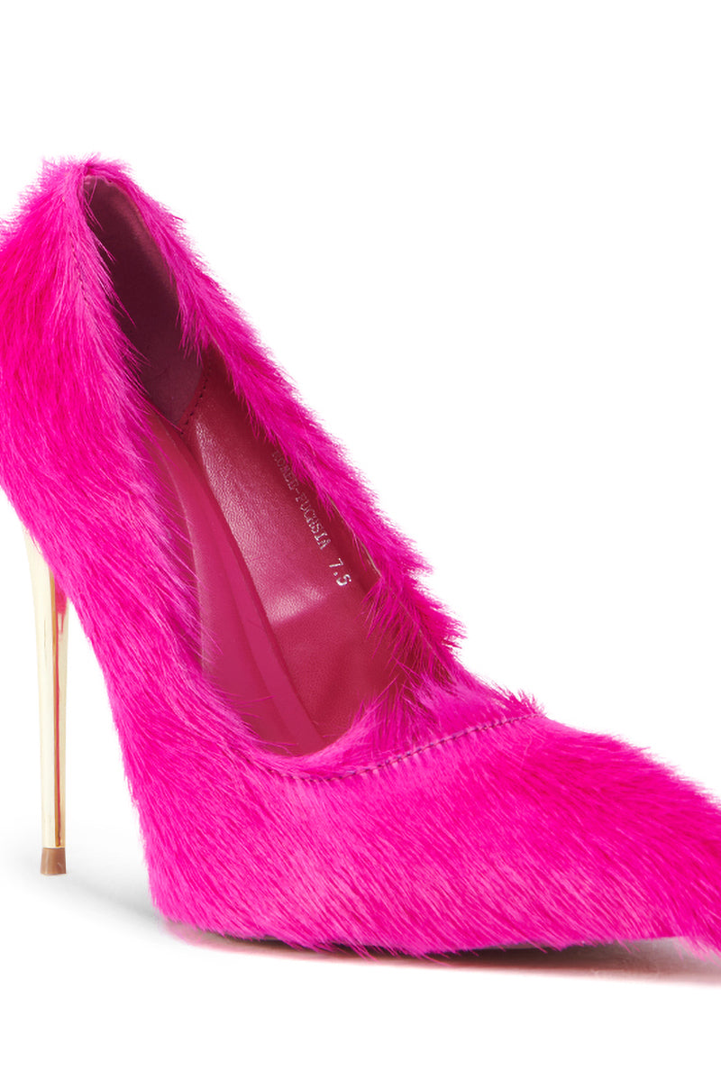 AZALEA WANG ROMEE FUCHSIA PONY HAIR PUMP