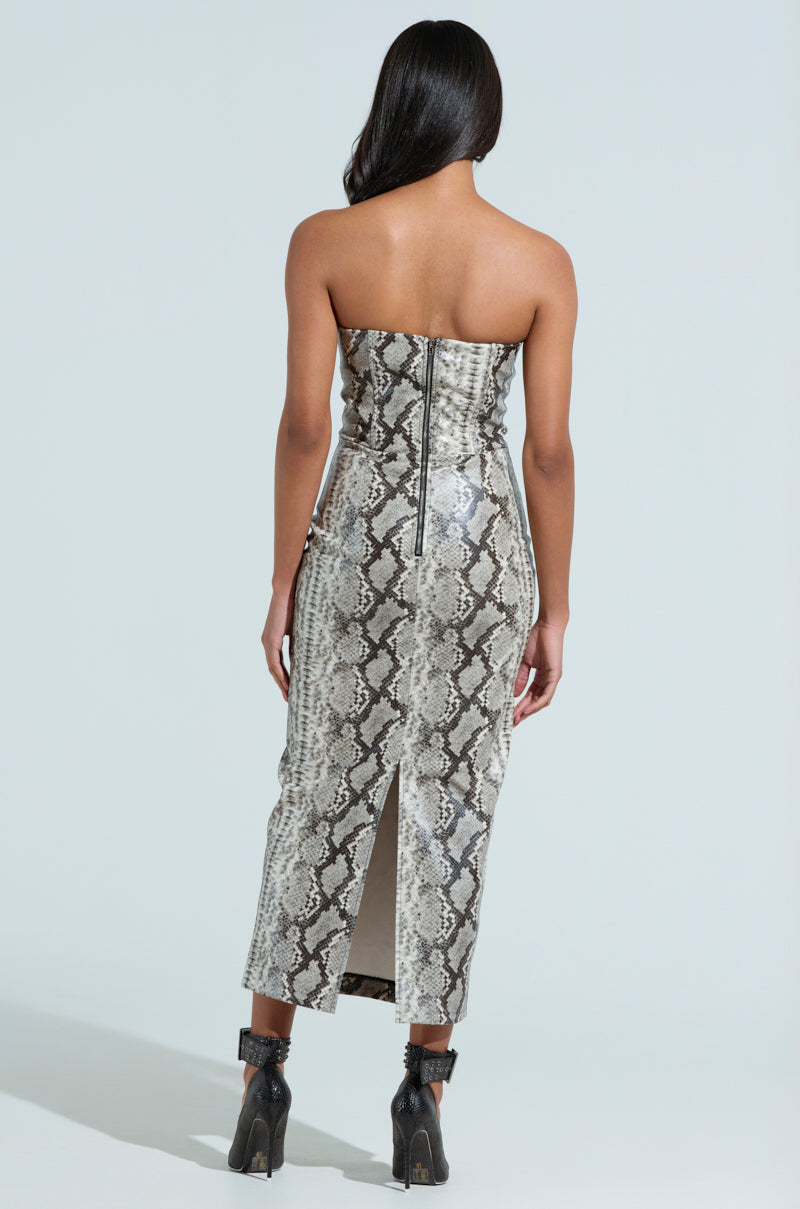 DROP IT LOW SNAKE MIDI DRESS