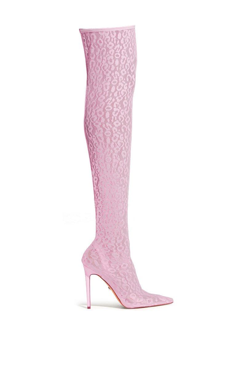 AZALEA WANG FREYJA OVER THE KNEE LACE BOOT IN PINK