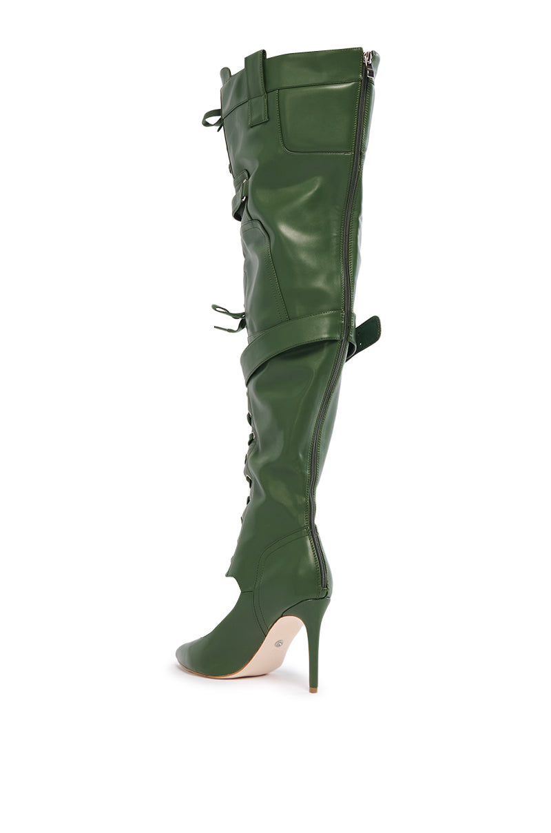 AZALEA WANG SHALE GREEN LACE UP BOOT