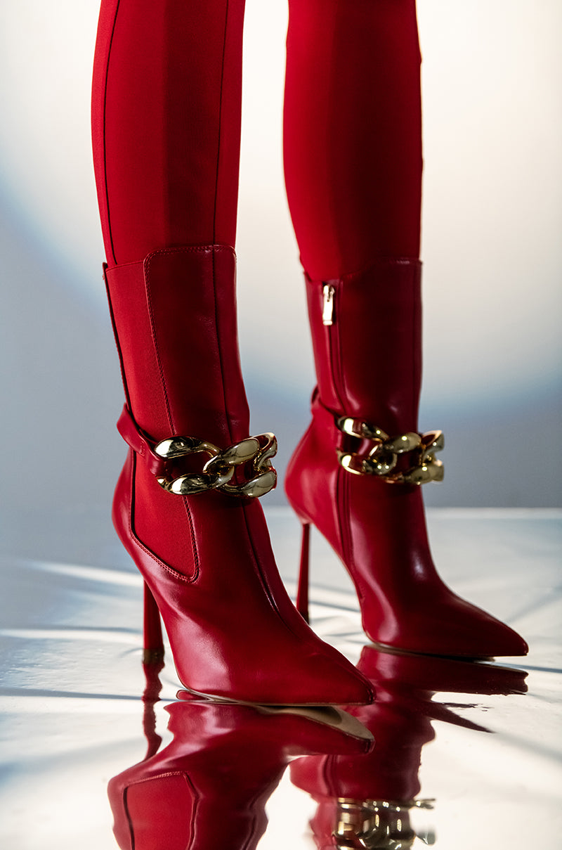 AZALEA WANG HEATING UP STILETTO BOOTIE IN RED